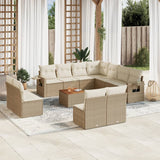vidaXL 12-delige Loungeset met kussens poly rattan zwart