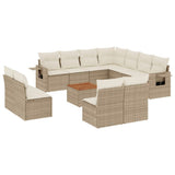 vidaXL 12-delige Loungeset met kussens poly rattan zwart