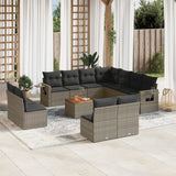 vidaXL 12-delige Loungeset met kussens poly rattan zwart