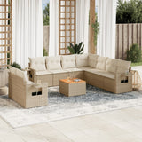 vidaXL 10-delige Loungeset met kussens poly rattan zwart