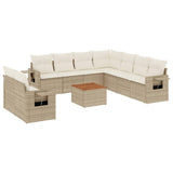 vidaXL 10-delige Loungeset met kussens poly rattan zwart