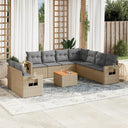 vidaXL 10-delige Loungeset met kussens poly rattan zwart