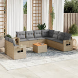 vidaXL 10-delige Loungeset met kussens poly rattan zwart