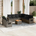 vidaXL 10-delige Loungeset met kussens poly rattan zwart
