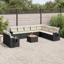 vidaXL 11-Piece Lounge Set with Cushions Poly Rattan Black