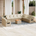 vidaXL 11-Piece Lounge Set with Cushions Poly Rattan Black