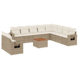 vidaXL 11-Piece Lounge Set with Cushions Poly Rattan Black