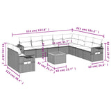 vidaXL 11-Piece Lounge Set with Cushions Poly Rattan Black