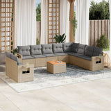 vidaXL 11-Piece Lounge Set with Cushions Poly Rattan Black