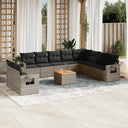 vidaXL 11-Piece Lounge Set with Cushions Poly Rattan Black