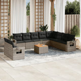 vidaXL 11-Piece Lounge Set with Cushions Poly Rattan Black