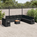 vidaXL 12-Piece Lounge Set with Cushions Poly Rattan Black