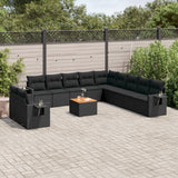 vidaXL 12-Piece Lounge Set with Cushions Poly Rattan Black