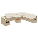 vidaXL 12-Piece Lounge Set with Cushions Poly Rattan Black