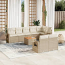 vidaXL 9-delige Loungeset met kussens poly rattan zwart