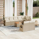 vidaXL 9-delige Loungeset met kussens poly rattan zwart