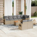 vidaXL 9-delige Loungeset met kussens poly rattan zwart