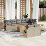 vidaXL 9-delige Loungeset met kussens poly rattan zwart