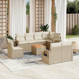 vidaXL 9-delige Loungeset met kussens poly rattan zwart
