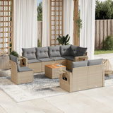 vidaXL 9-delige Loungeset met kussens poly rattan zwart