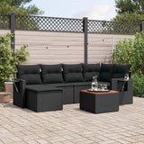 vidaXL 7-Piece Lounge Set with Cushions Poly Rattan Black
