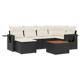 vidaXL 7-Piece Lounge Set with Cushions Poly Rattan Black