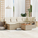 vidaXL 7-Piece Lounge Set with Cushions Poly Rattan Black