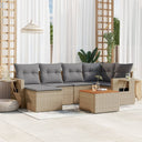 vidaXL 7-Piece Lounge Set with Cushions Poly Rattan Black