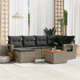 vidaXL 7-Piece Lounge Set with Cushions Poly Rattan Black