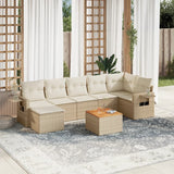 vidaXL 8-delige Loungeset met kussens poly rattan zwart
