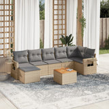 vidaXL 8-delige Loungeset met kussens poly rattan zwart