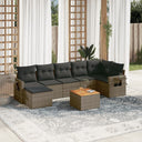 vidaXL 8-delige Loungeset met kussens poly rattan zwart