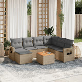 vidaXL 8-delige Loungeset met kussens poly rattan zwart