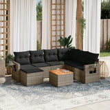 vidaXL 8-delige Loungeset met kussens poly rattan zwart