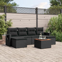 vidaXL 7-Piece Lounge Set with Cushions Poly Rattan Black