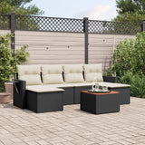 vidaXL 7-Piece Lounge Set with Cushions Poly Rattan Black