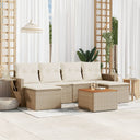 vidaXL 7-Piece Lounge Set with Cushions Poly Rattan Black