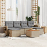 vidaXL 7-Piece Lounge Set with Cushions Poly Rattan Black