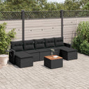 vidaXL 8-Piece Poly Rattan Lounge Set with Cushions Black