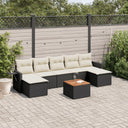vidaXL 8-Piece Poly Rattan Lounge Set with Cushions Black