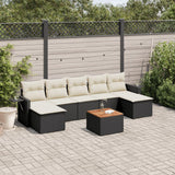 vidaXL 8-Piece Poly Rattan Lounge Set with Cushions Black