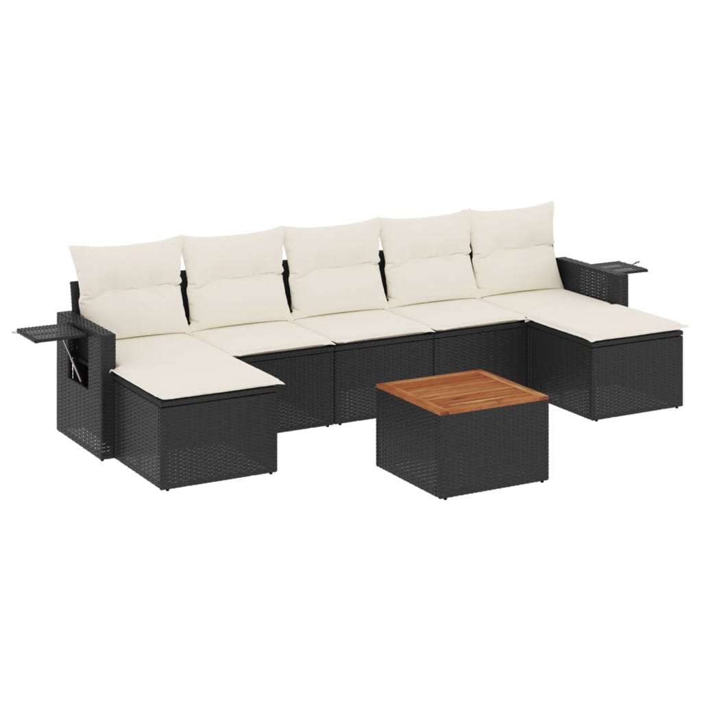 vidaXL 8-Piece Poly Rattan Lounge Set with Cushions Black