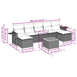 vidaXL 8-Piece Poly Rattan Lounge Set with Cushions Black