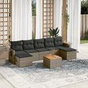 vidaXL 8-Piece Poly Rattan Lounge Set with Cushions Black