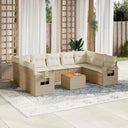 vidaXL 10-delige Loungeset met kussens poly rattan zwart