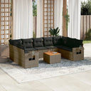 vidaXL 10-delige Loungeset met kussens poly rattan zwart