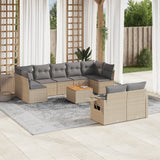 vidaXL 10-delige Loungeset met kussens poly rattan zwart