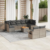vidaXL 10-delige Loungeset met kussens poly rattan zwart