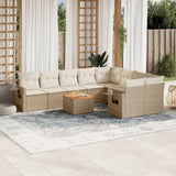 vidaXL 10-delige Loungeset met kussens poly rattan zwart