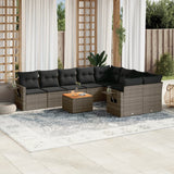 vidaXL 10-delige Loungeset met kussens poly rattan zwart